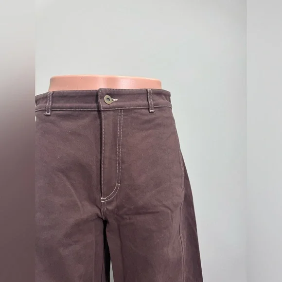 MAEVE Anthropologie Curve Cuddle Pants Dark Brown Ballon Barrel Leg Size 4 - Picture 2 of 8